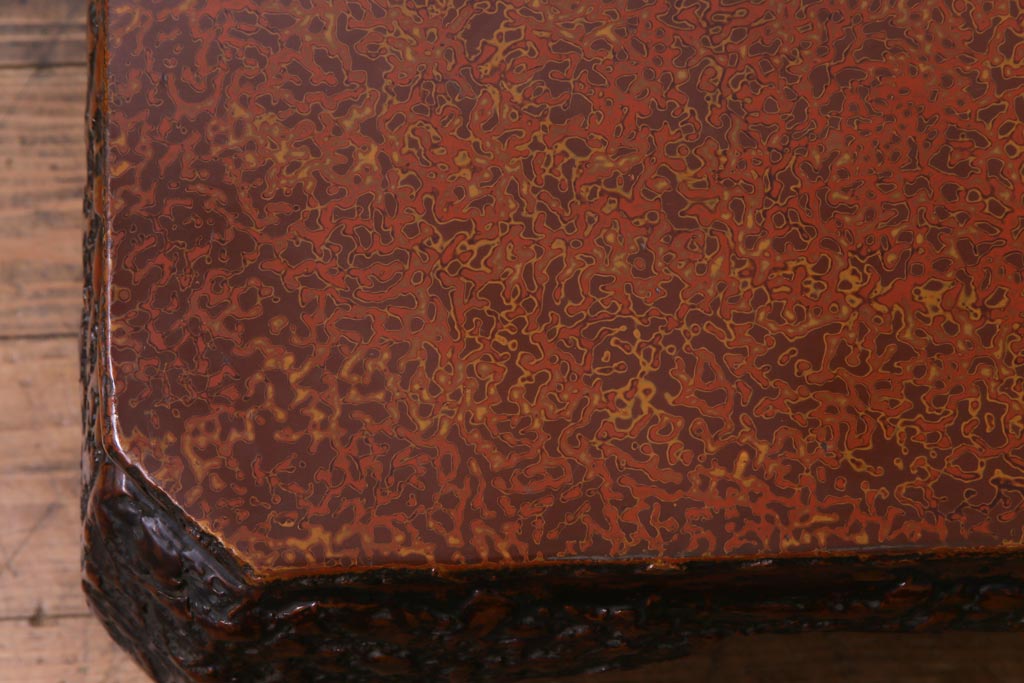 ヴィンテージ家具　ビンテージ　津軽塗(唐塗、変わり塗り)　独特の風合いが目を引く座卓(ローテーブル)