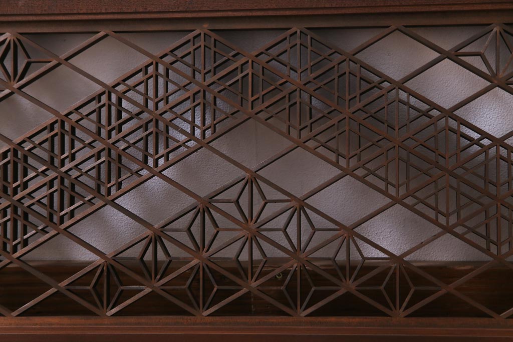 和製アンティーク　幾何学模様の細かな組子が素敵な欄間(明かり取り、明り取り)(2)