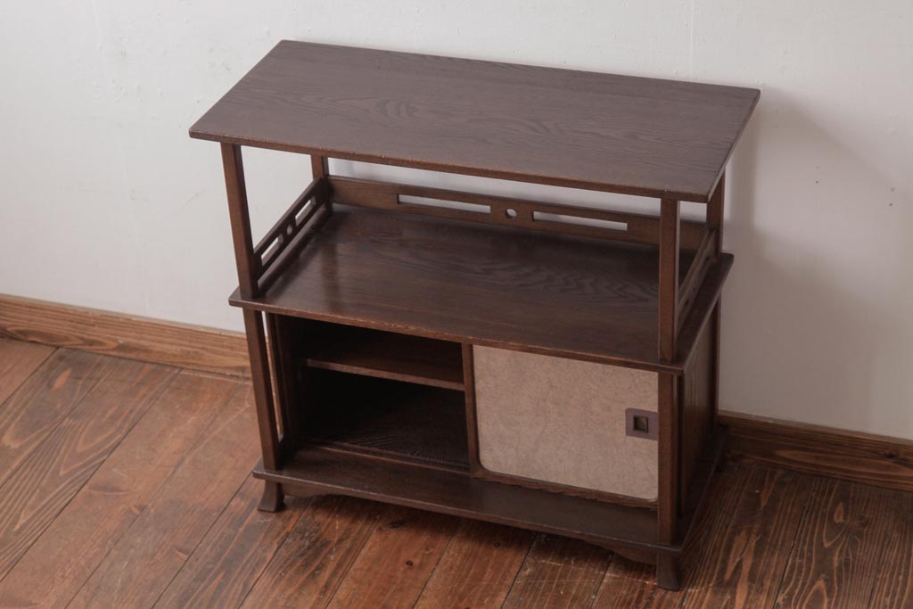 中古　指物家具　桑材　落ち着いた和の雰囲気が漂う上品な茶棚(飾り棚)