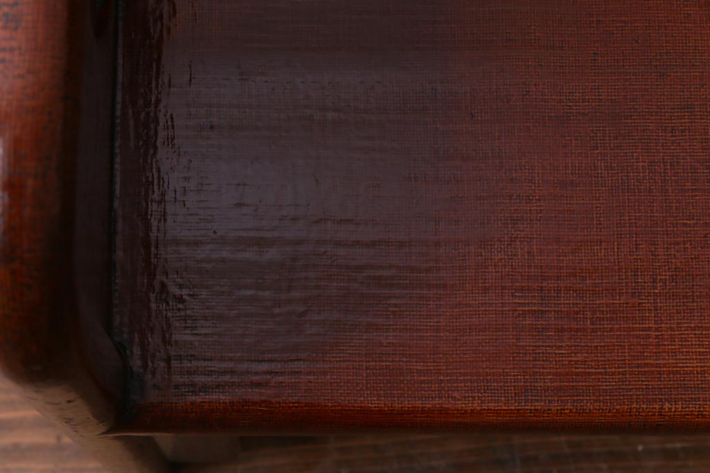 中古　工芸家具　李朝風　布目塗り　漆の味のある風合いが目を引く2人掛けベンチ(長椅子)(定価約48万円)