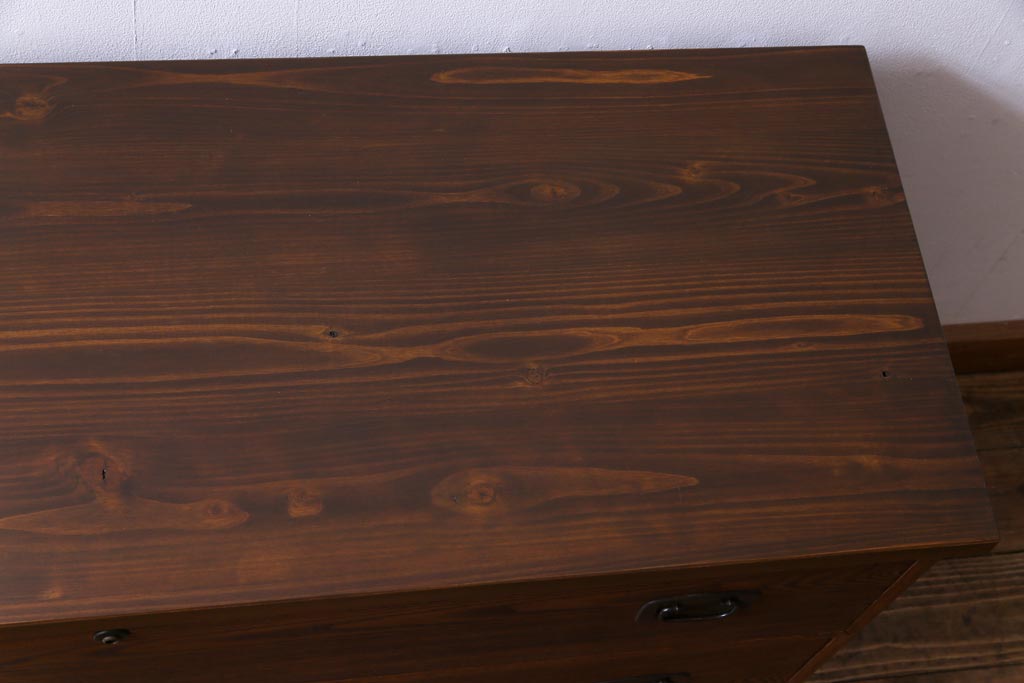 リメイク家具　大正昭和初期　前板エンジュ材　美しい木目の和モダンなリビングボード(引き出し、チェスト、テレビボード)