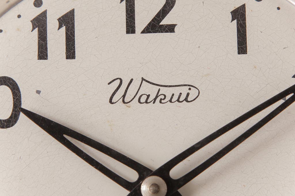 アンティーク雑貨　昭和レトロ　WAKUI製　手巻き式　ガラスのカットが上品な掛け時計(柱時計、振り子時計)