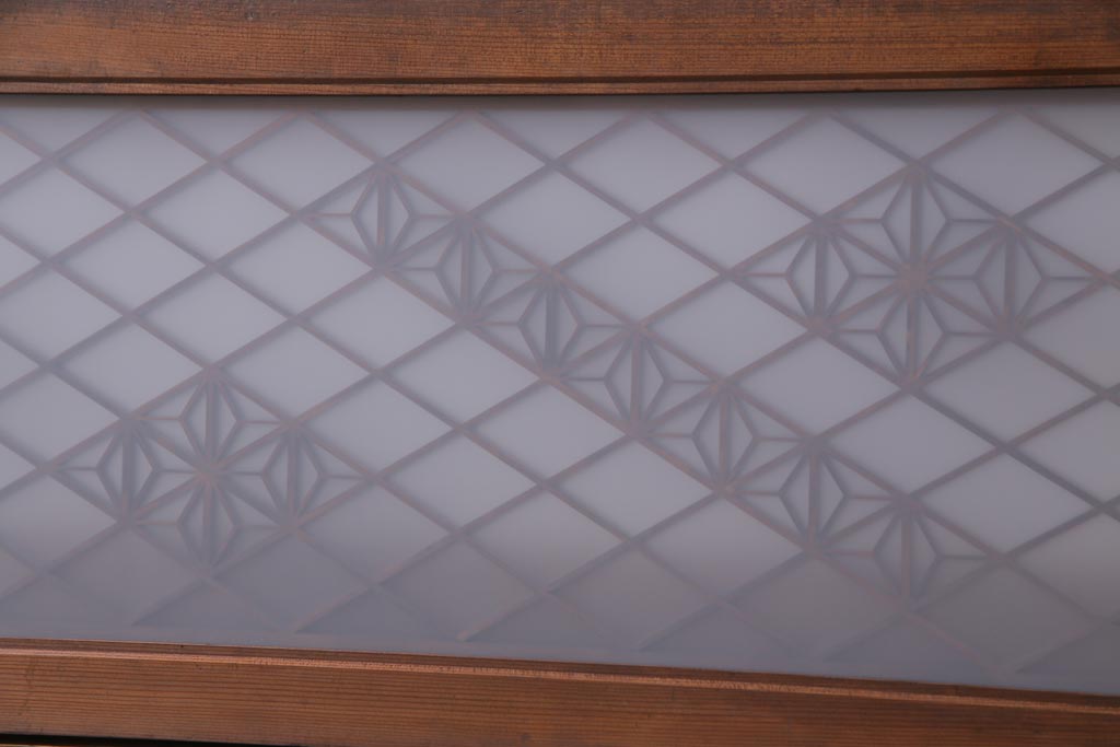 昭和中期　桜亀甲文様　両面ガラス入り　繊細な組子のデザインが美しい欄間(明り取り、ディスプレイ)