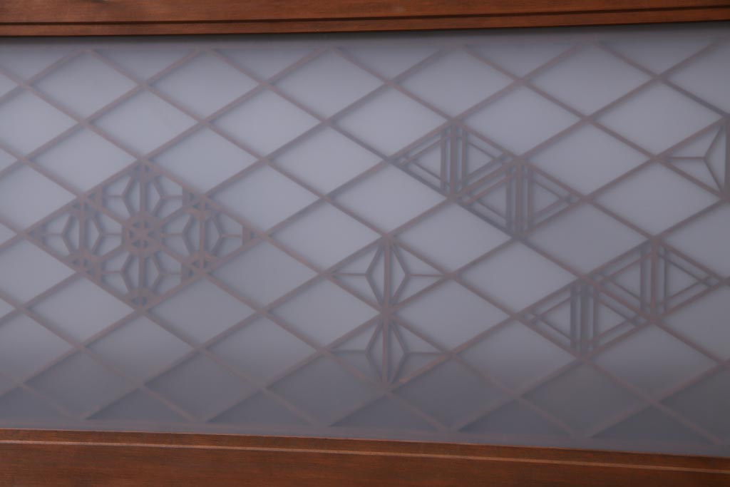 昭和中期　桜亀甲文様　両面ガラス入り　繊細な組子のデザインが美しい欄間(明り取り、ディスプレイ)(1)