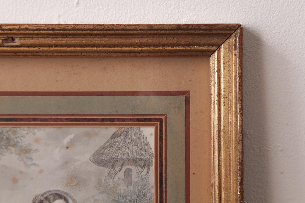 アンティーク雑貨　フランスアンティーク　MAGASIN DES DEMOISELLES　リトグラフモード画　ファッションイラスト　アートフレーム(3)