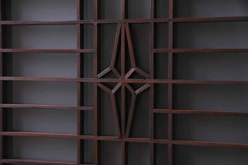 ラフジュ工房オリジナル　古建具リメイク　すりガラス入り　和モダンな雰囲気が趣きあふれる縦型収納棚(下駄箱、戸棚、キャビネット)