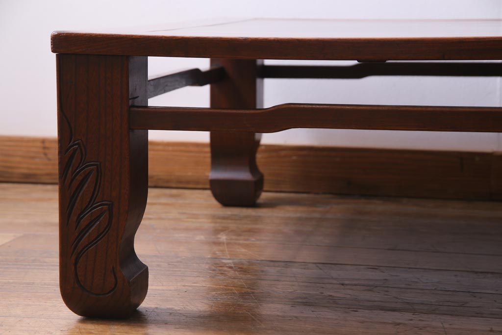 アンティーク家具　和製アンティーク　総ケヤキ材　落ち着いた和の雰囲気を醸し出す座卓(ローテーブル)(2)