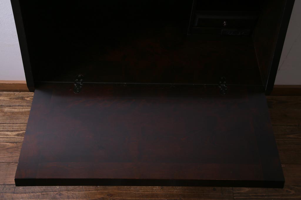 中古　北海道民芸家具　HM800　上質な作りが魅力のライティングビューロー(机、引き出し)(定価約27万円)