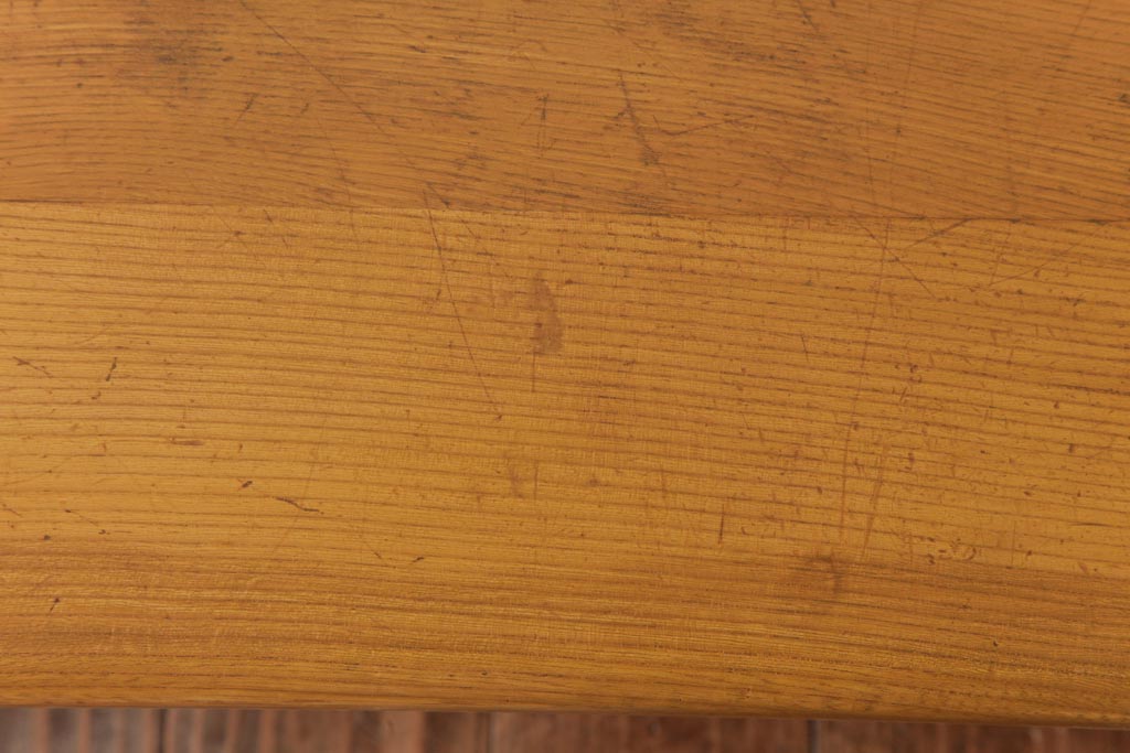 レトロ家具　昭和レトロ　木の温もり溢れる栓材製の片袖机(文机、ローテーブル)