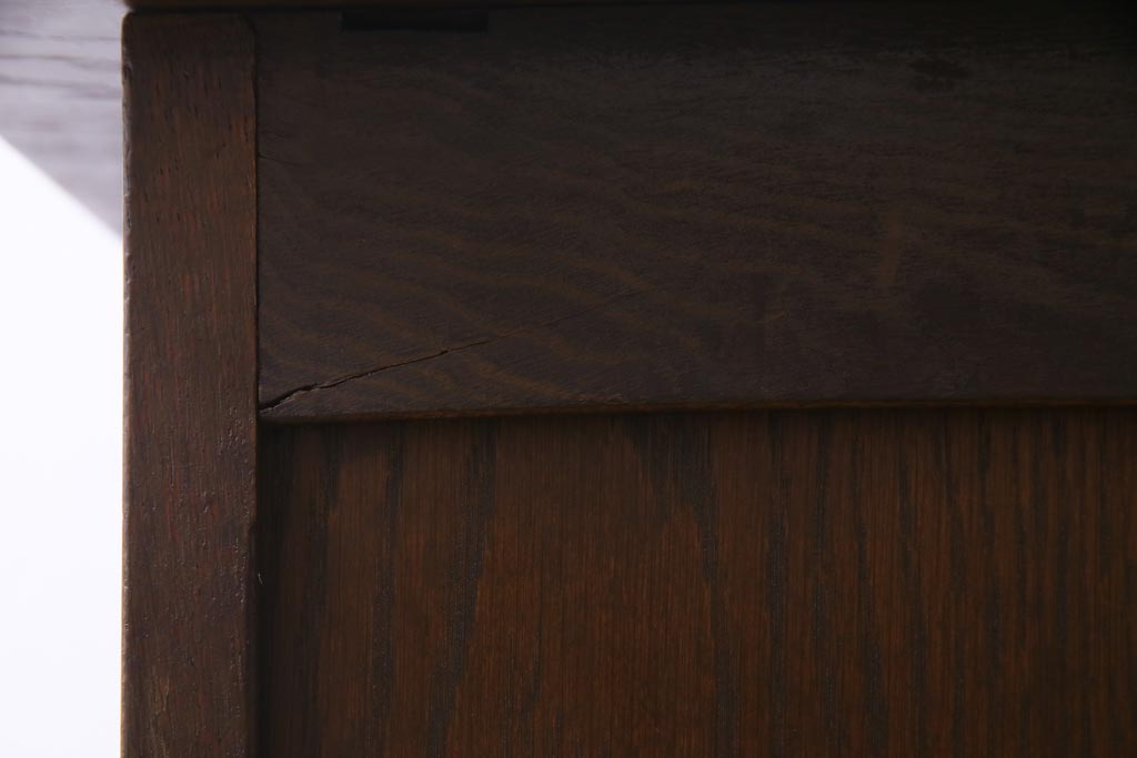 レトロ家具　昭和レトロ　ナラ材　たっぷり幅が嬉しいシンプルな両袖デスク(机、在宅ワーク、在宅用ワークデスク)