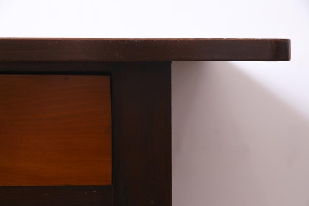 レトロ家具　昭和レトロ　ツートーンカラーが粋なワークデスク(平机、在宅ワーク、在宅用)