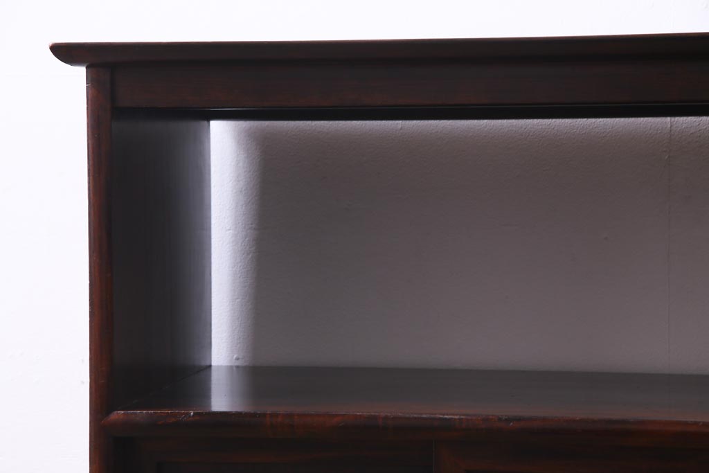 和製ビンテージ　松本民芸家具　M.C型　角手が目を引く和モダンの茶棚(飾棚、茶箪笥、茶タンス)