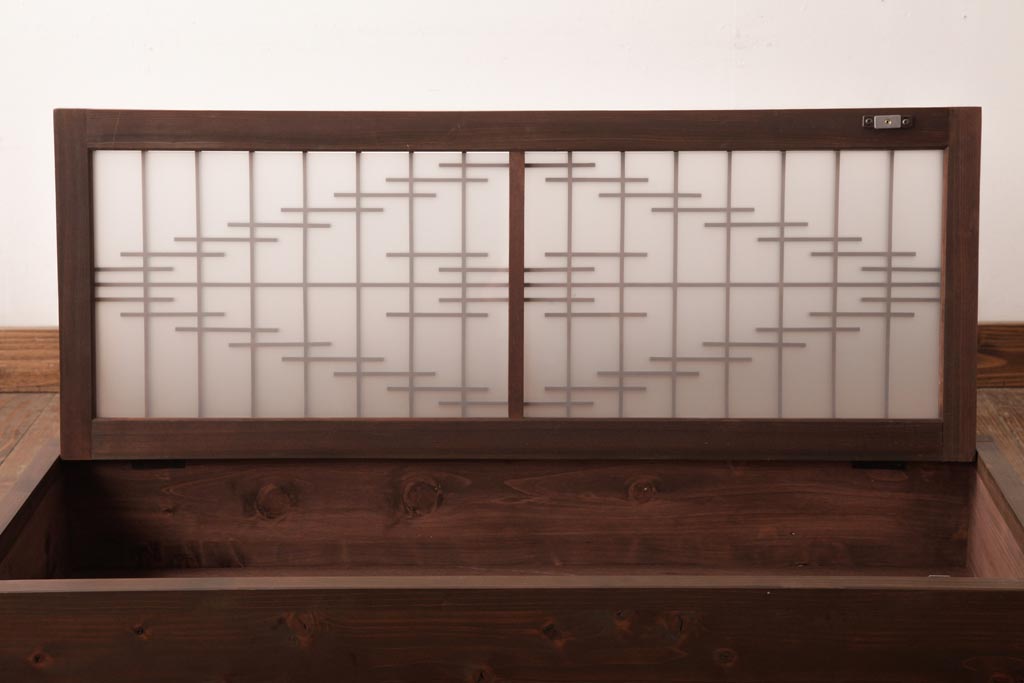 ラフジュ工房オリジナル　欄間リメイク　片面ガラス　素朴な木の風合いが温かみのある壁付け照明(ウォールランプ)(1)