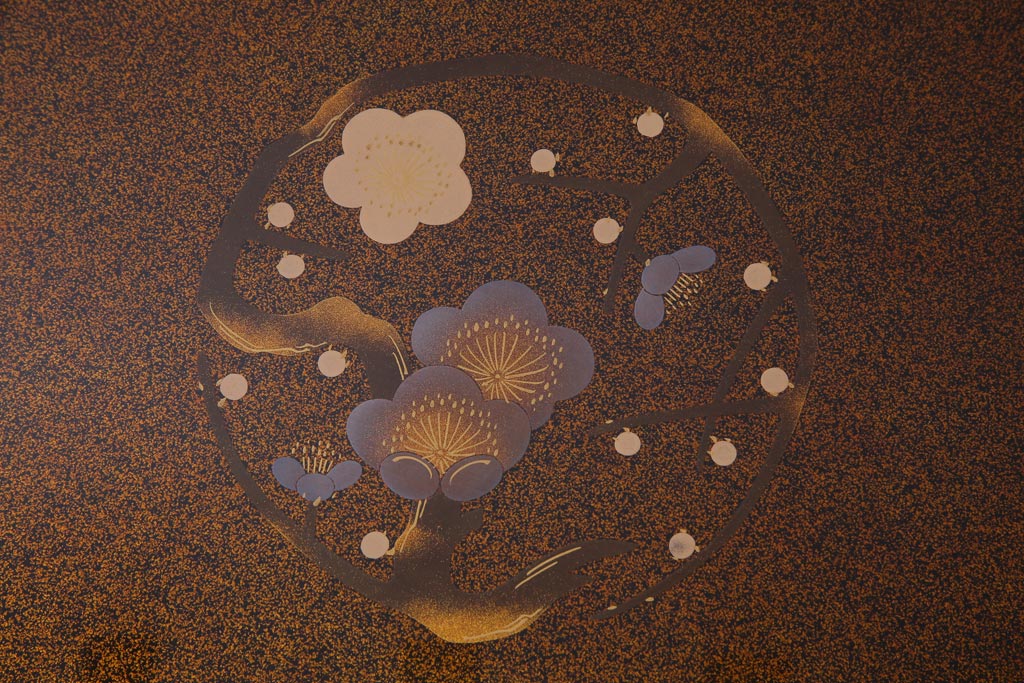 中古　山本幸三郎作　輪島塗　梨地蒔絵　草花の図　日本風情漂う上品な座卓(ローテーブル)