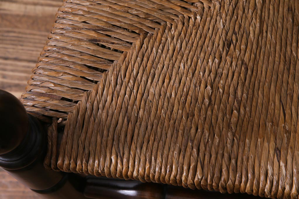ビンテージ　松本民芸家具　#23型　ラッシ座面　山並みの背貫が素敵なラダーバックチェア(椅子)(定価約17.2万円)(1)