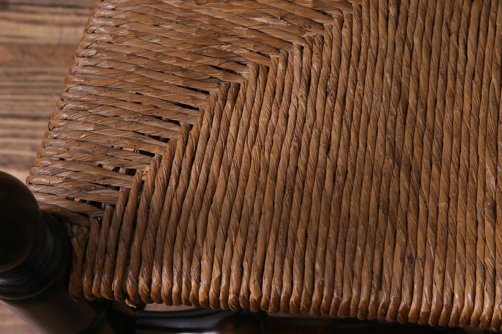 ビンテージ　松本民芸家具　#23型　ラッシ座面　山並みの背貫が素敵なラダーバックチェア(椅子)(定価約17.2万円)