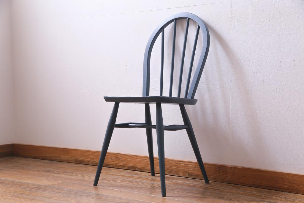 ペイント家具　イギリスビンテージ　ERCOL(アーコール)　シックな色合いのフープバックチェア(椅子、ダイニングチェア、ヴィンテージ)