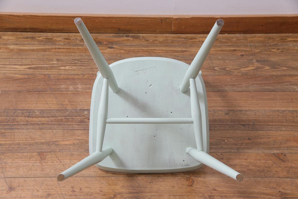 ペイント家具　イギリスビンテージ　ERCOL(アーコール)　ミントグリーンのフープバックチェア(椅子、ダイニングチェア)