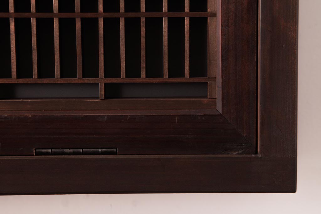 ラフジュ工房オリジナル　組子欄間リメイク　片面ガラス　格子が味わい深い横長の壁付け照明(ウォールランプ)