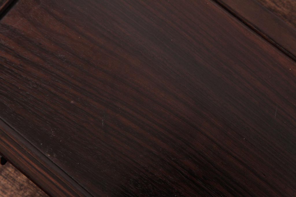 アンティーク雑貨　和製アンティーク　縞黒檀材　縞模様の杢目が美しい花台(盆栽卓、飾り台)