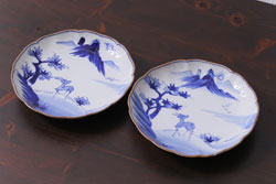 明治期　伊万里焼　一尺五寸　染付　大皿(和食器)(R-046712)