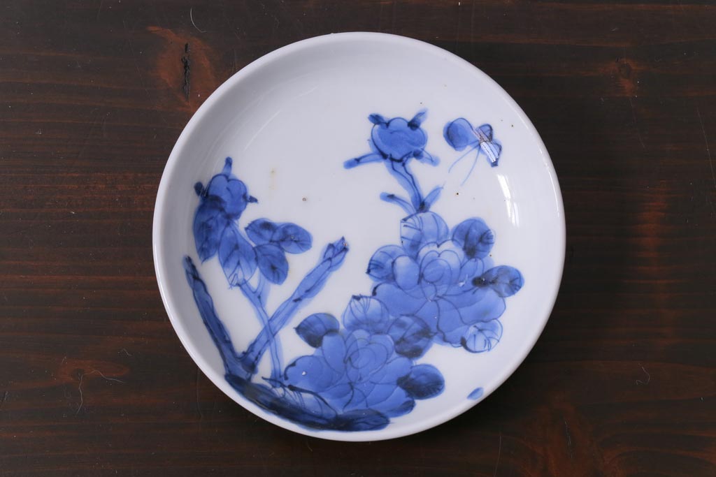 江戸期　伊万里　染付　濃淡による風合いが美しい3.6寸小皿2枚セット(和食器)