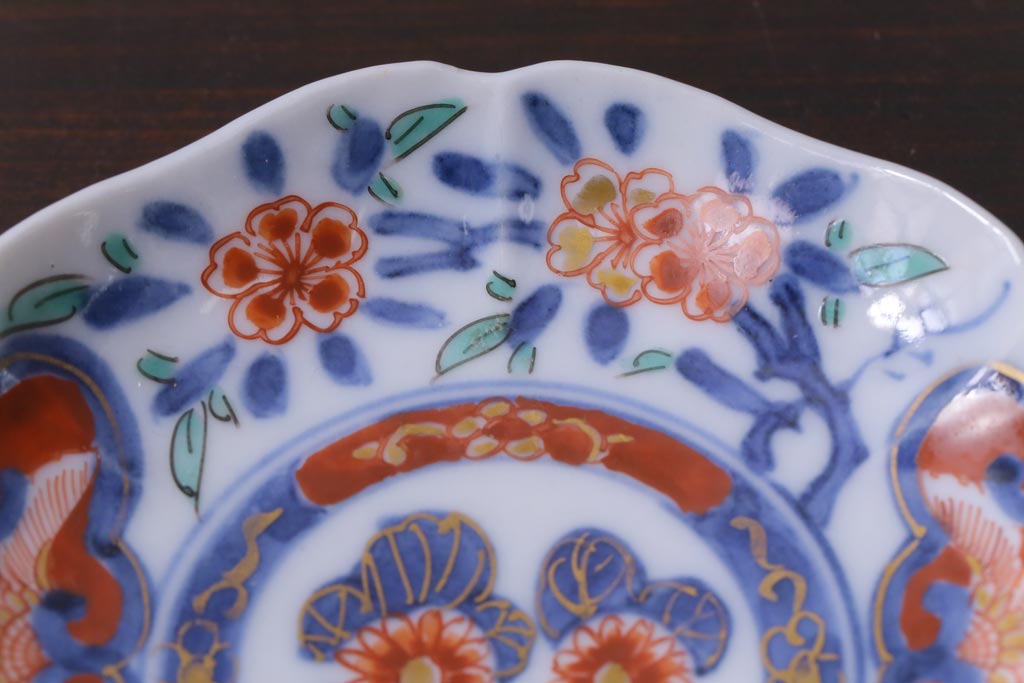 和製アンティーク　古伊万里　大明成化年製　色絵染付小皿3枚セット(和食器)