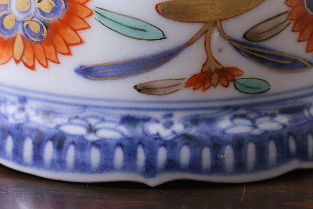 和製アンティーク　江戸期　草花文　色彩鮮やかな色絵の向付(そば猪口、和食器)(2)