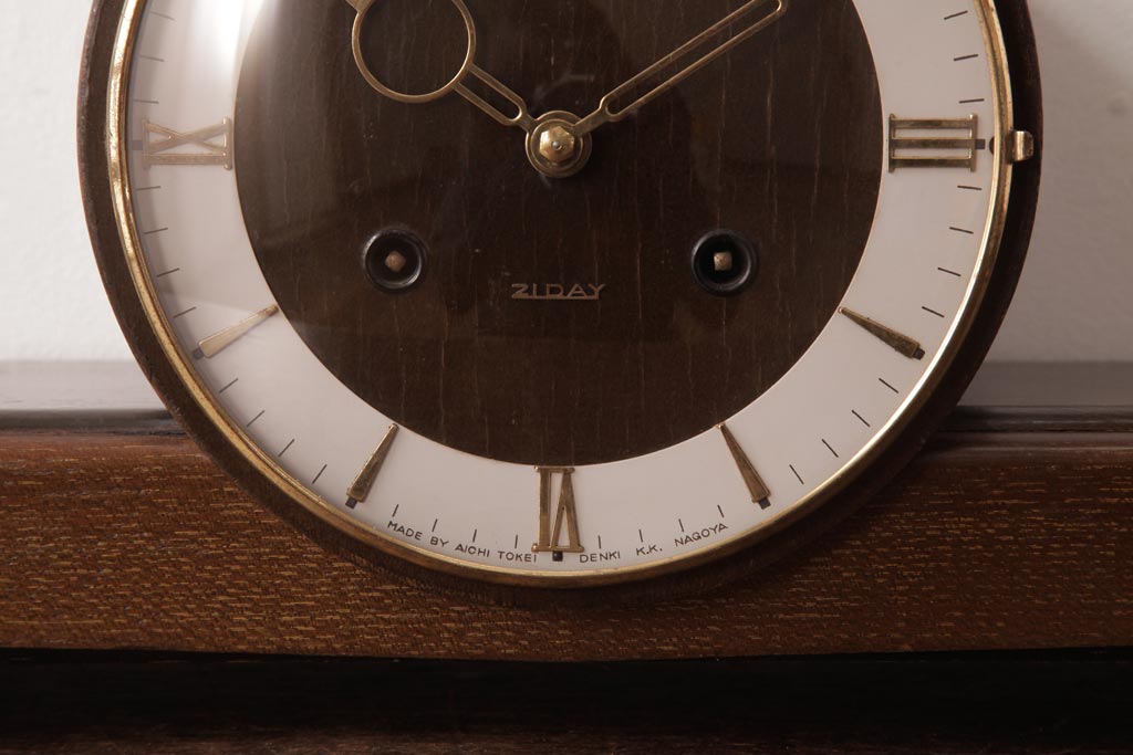 アンティーク雑貨　昭和中期　AICHI(愛知時計電機)　ゼンマイ式　21DAY　置時計(振り子時計)(2)