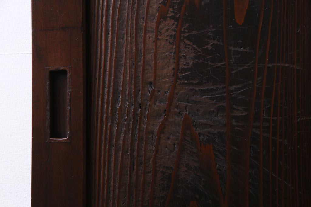 和製アンティーク　大正期　味わい深い木目のシンプルな板戸(引き戸、建具)2枚セット