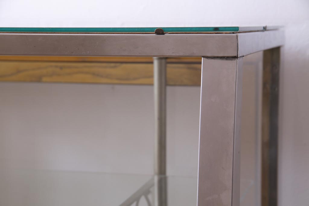 レトロ家具　昭和レトロ　異なる素材が組み合わさったユニークなガラスケース(ショーケース、陳列棚)