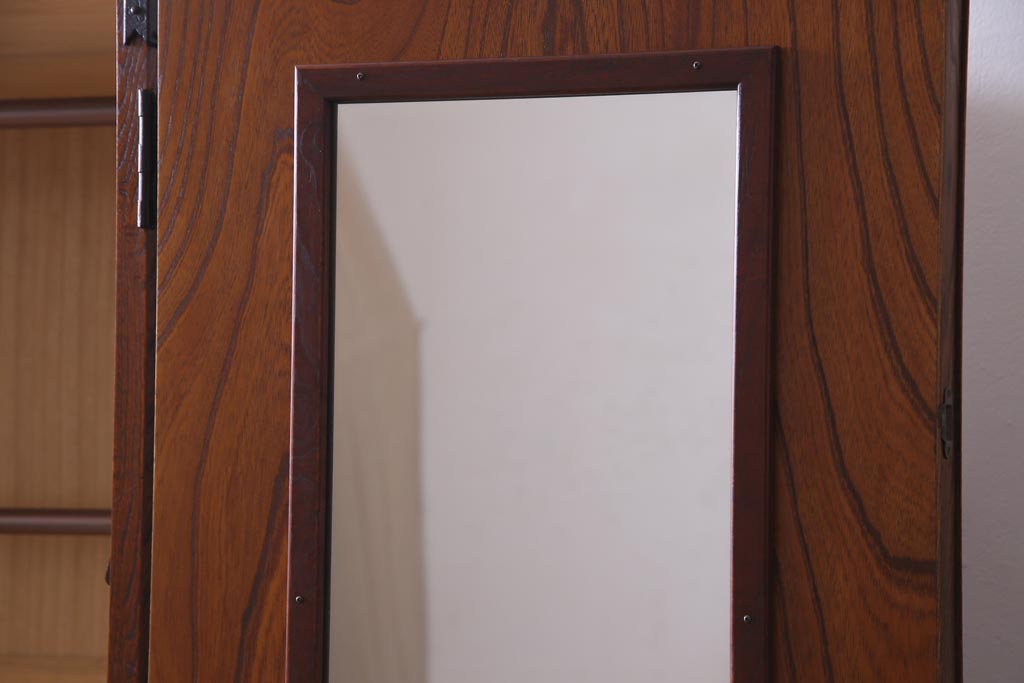 中古　民芸家具　漆塗り　ケヤキの杢目が力強いワードローブ(洋服タンス)(1)