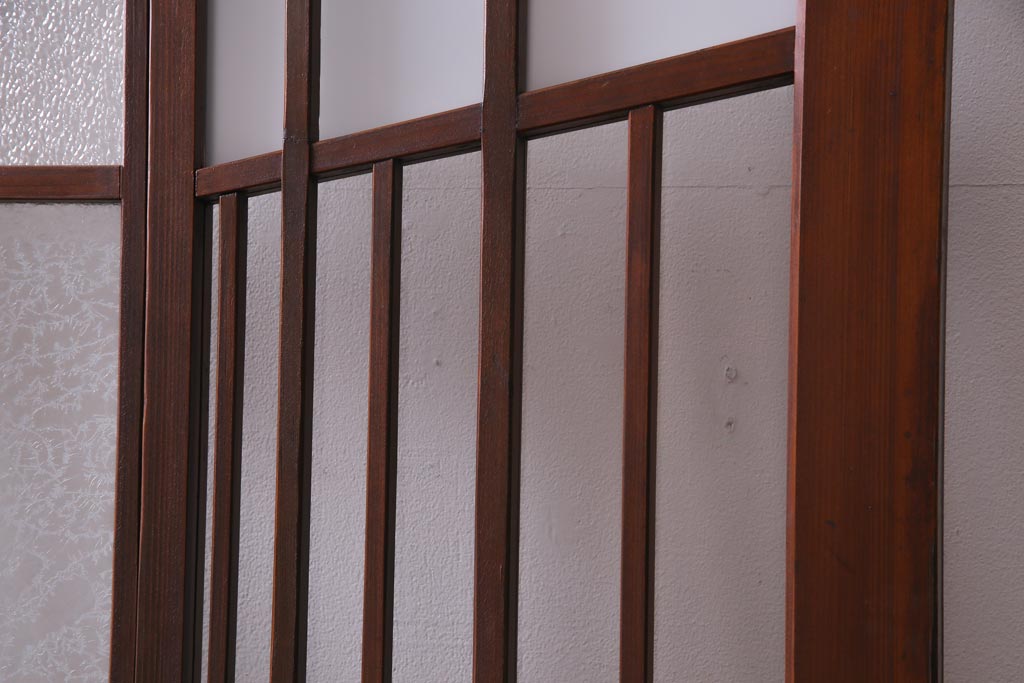 大正昭和初期　激レア!　廊下のデザインのユニークなガラスドア(扉、建具)