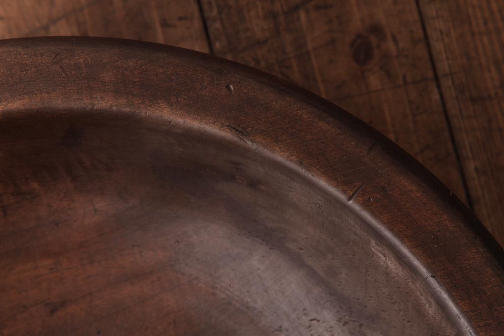 アンティーク雑貨　和製アンティーク　なめらかな質感の木製こね鉢(ディスプレイ雑貨)
