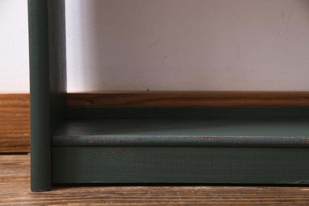 ペイント家具　深いグリーンがレトロなブックシェルフ(本棚、オープンラック)