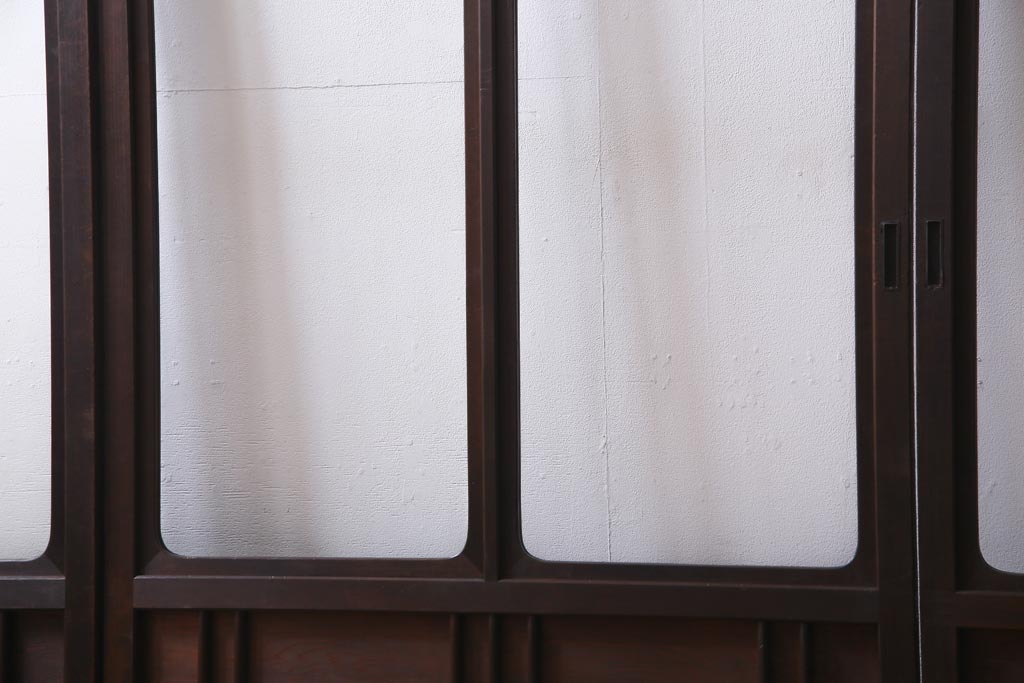 昭和初期　幾何学模様の組子が大正ロマンな雰囲気漂うガラス戸4枚セット(引き戸、建具)