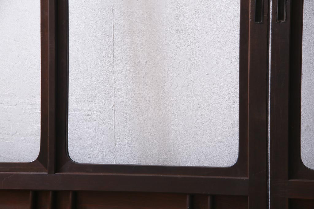 昭和初期　幾何学模様の組子が大正ロマンな雰囲気漂うガラス戸4枚セット(引き戸、建具)