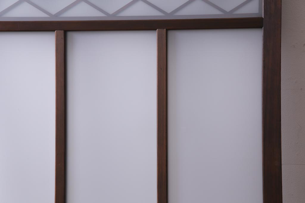 和製アンティーク　麻の葉・つの麻の葉　組子が雰囲気を高めるガラス戸1枚(引き戸、建具)