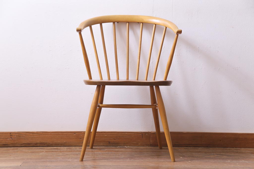 ヴィンテージ家具　イギリスビンテージ　ERCOL(アーコール)　座り心地のよいスタイリッシュなスモーカーズチェア(ダイニングチェア、アームチェア)