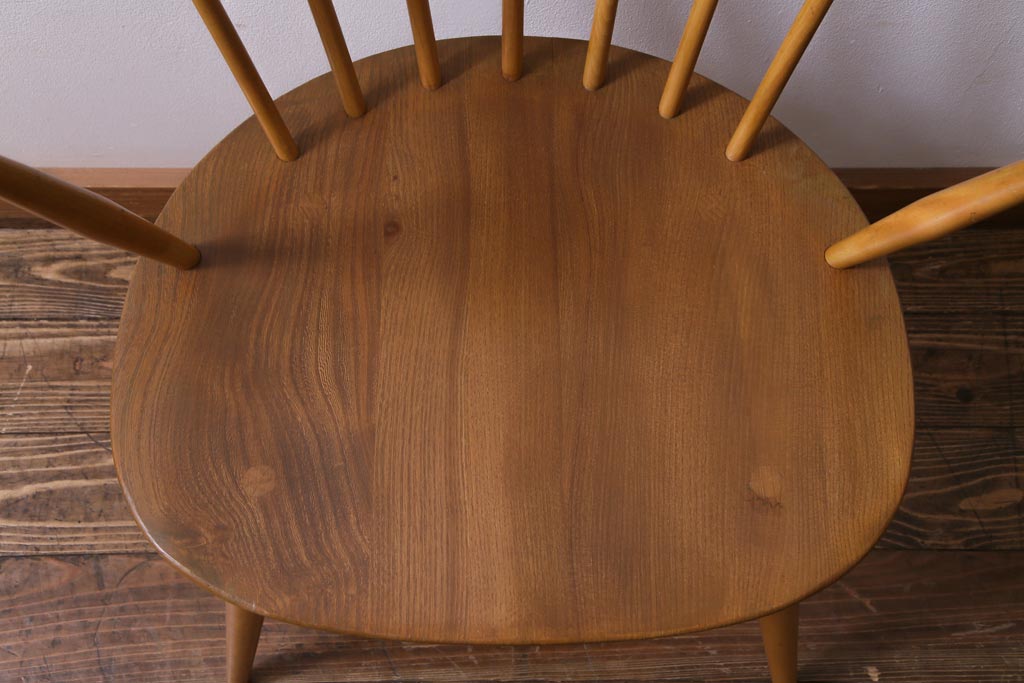 ヴィンテージ家具　イギリスビンテージ　ERCOL(アーコール)　座り心地のよいスタイリッシュなスモーカーズチェア(ダイニングチェア、アームチェア)