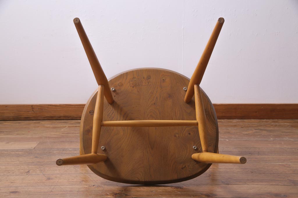 ヴィンテージ家具　イギリスビンテージ　ERCOL(アーコール)　座り心地のよいスタイリッシュなスモーカーズチェア(ダイニングチェア、アームチェア)(1)