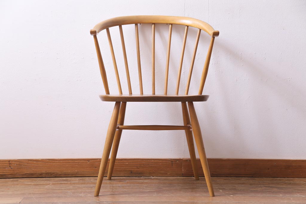 ヴィンテージ家具　イギリスビンテージ　ERCOL(アーコール)　座り心地のよいスタイリッシュなスモーカーズチェア(ダイニングチェア、アームチェア)(2)