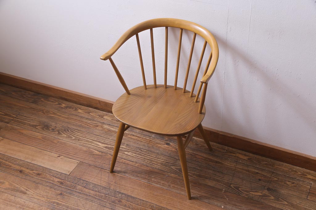 ヴィンテージ家具　イギリスビンテージ　ERCOL(アーコール)　座り心地のよいスタイリッシュなスモーカーズチェア(ダイニングチェア、アームチェア)(3)