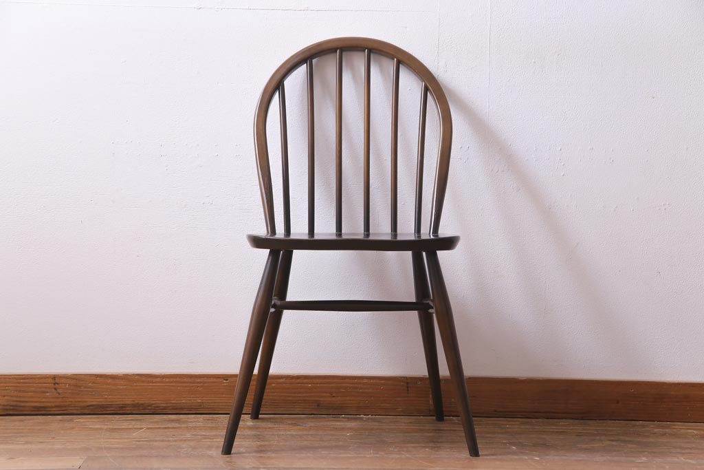 ヴィンテージ家具　イギリスビンテージ　ERCOL(アーコール)　落ちついた色味のウィンザーチェア(ワークチェア、椅子、ウインザーチェア)(1)