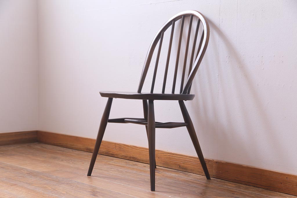 ヴィンテージ家具　イギリスビンテージ　ERCOL(アーコール)　落ちついた色味のウィンザーチェア(ワークチェア、椅子、ウインザーチェア)(1)