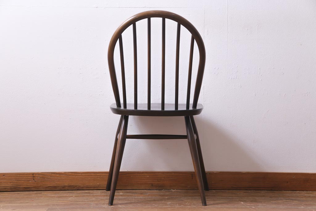 ヴィンテージ家具　イギリスビンテージ　ERCOL(アーコール)　落ちついた色味のウィンザーチェア(ワークチェア、椅子、ウインザーチェア)(1)