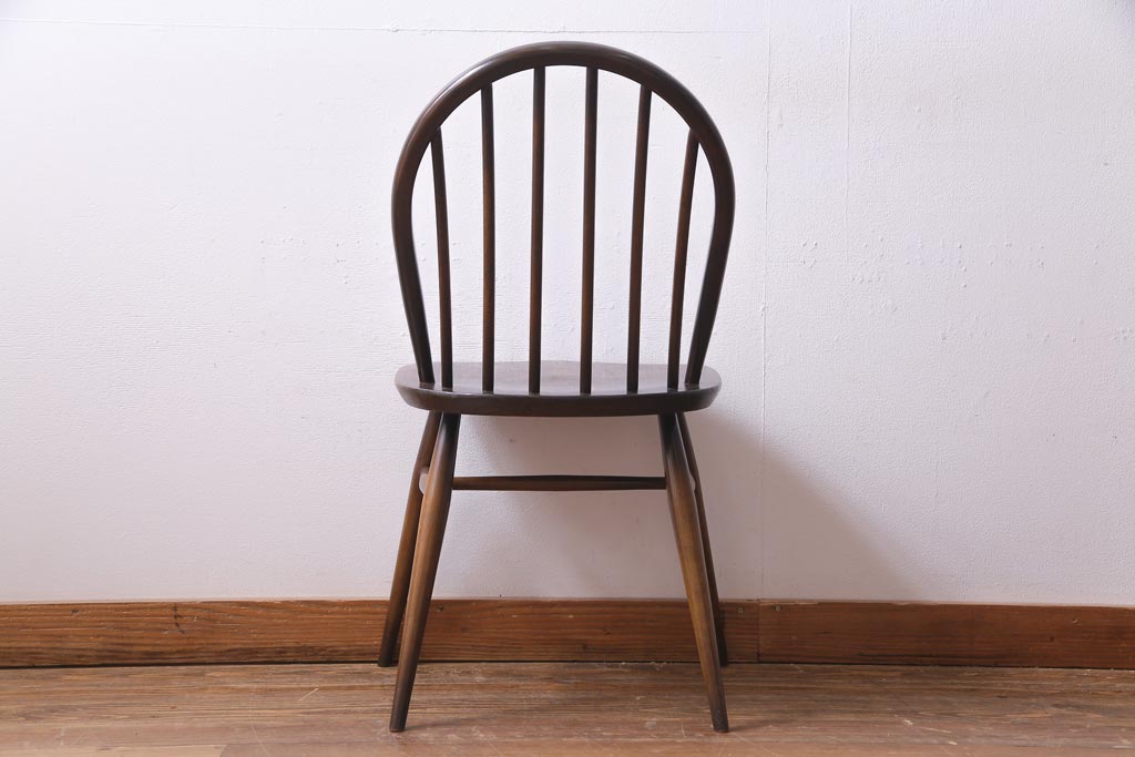 ヴィンテージ家具　イギリスビンテージ　ERCOL(アーコール)　落ちついた色味のウィンザーチェア(ワークチェア、椅子、ウインザーチェア)(3)