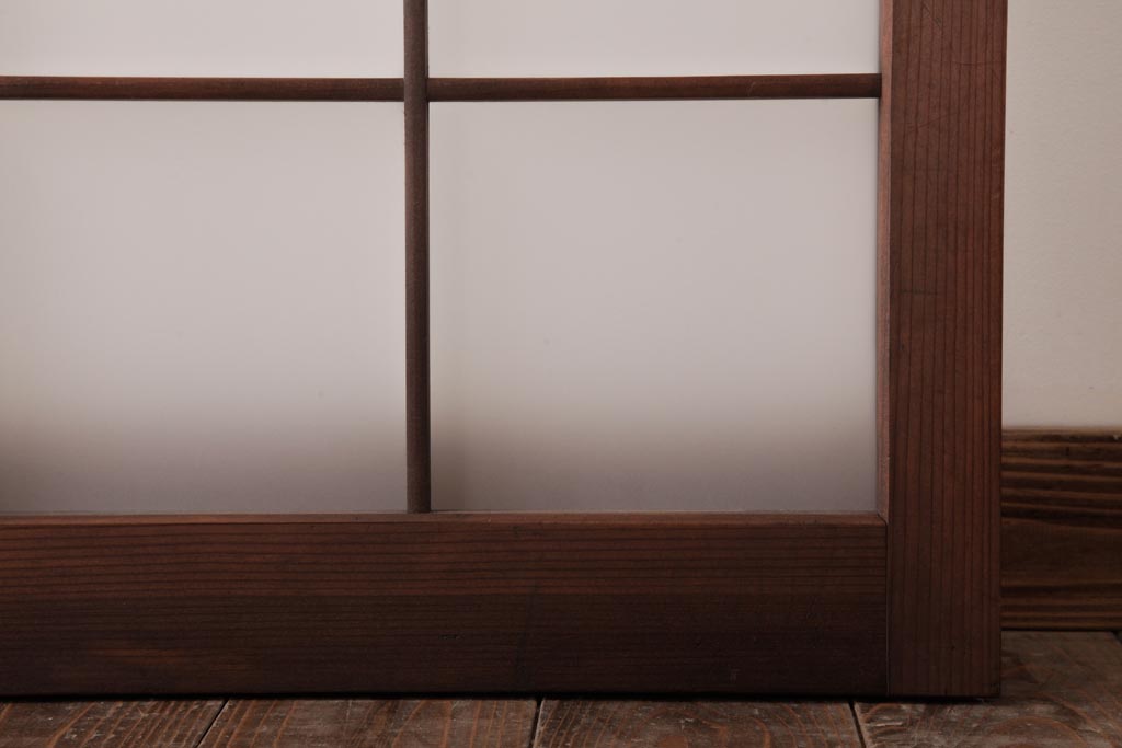 和製アンティーク　すりガラス入り　レトロな雰囲気が趣きあふれるガラス戸2枚セット(窓、建具)