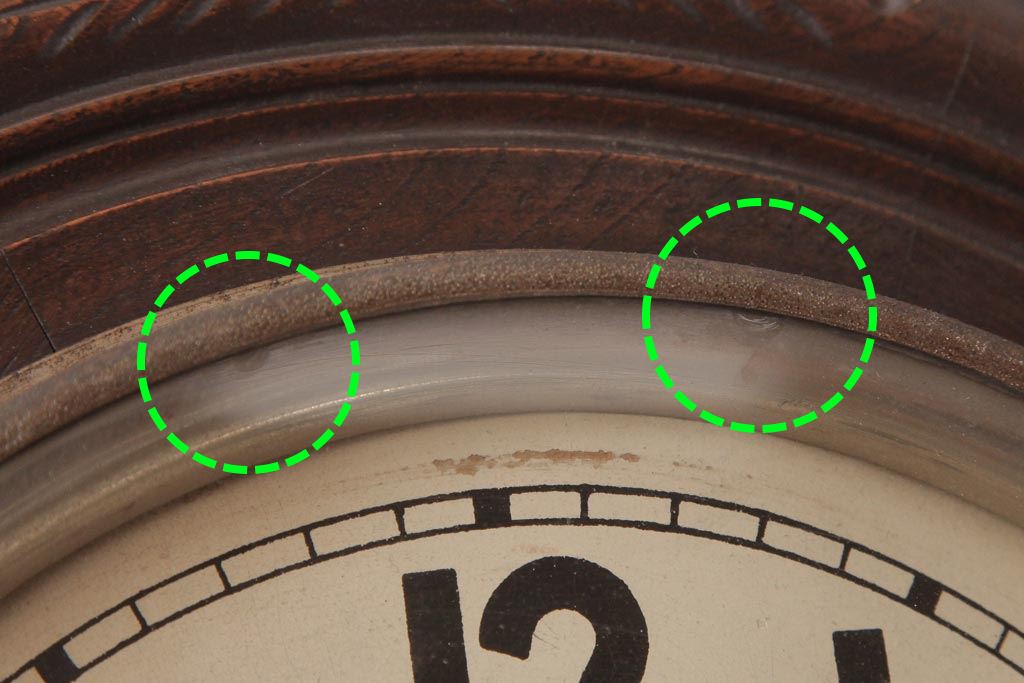 アンティーク雑貨　大正昭和初期　手巻き式　ミラー付き　歯車が目を引くおしゃれな掛時計(柱時計、振り子時計)