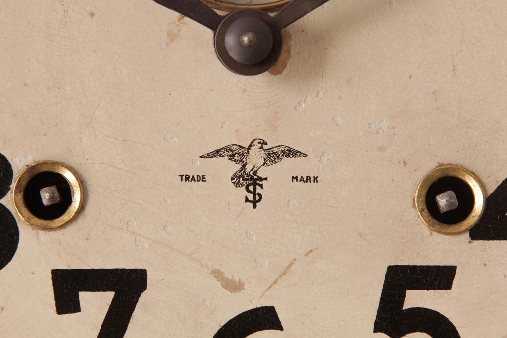 アンティーク雑貨　大正昭和初期　手巻き式　ミラー付き　歯車が目を引くおしゃれな掛時計(柱時計、振り子時計)